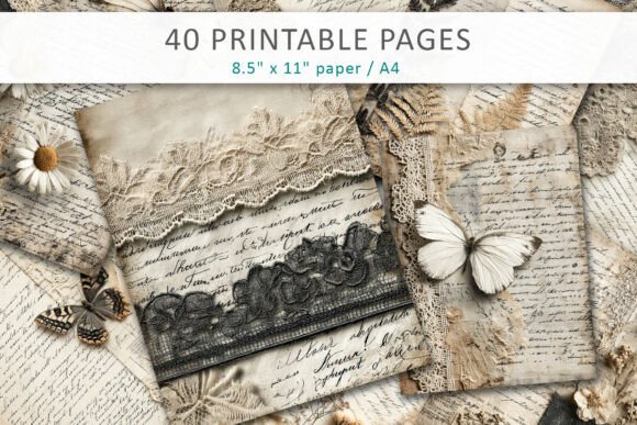 Antique Handwritten Lace Floral Paper: A Timeless Design Asset