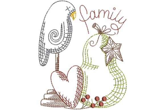 Celebrate Home with Primitive Crow & Pear Embroidery