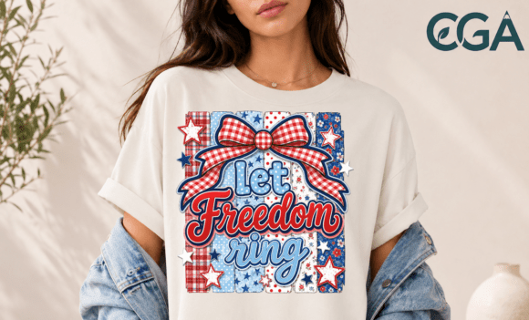 Celebrate with the Freedom Ring Patriotic Summer Bow Png