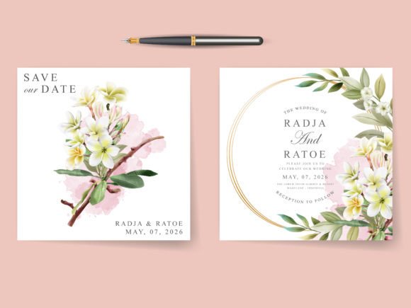 Elegant Plumeria Watercolor Wedding Invitations for Your Big Day