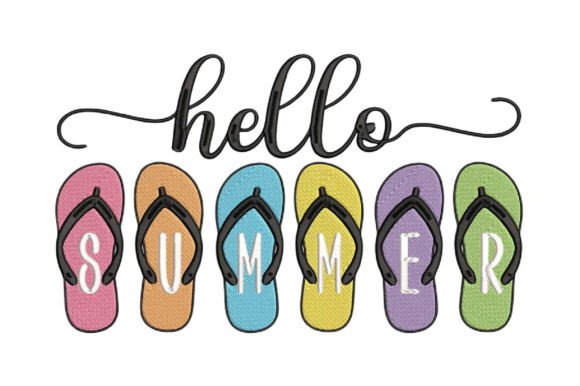 Hello Summer Flip Flop Embroidery Design: A Splash of Fun for Your Projects