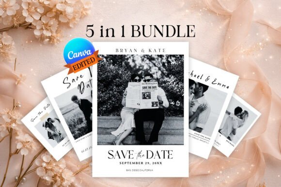 Mastering the 5 Viral B&W Save the Date Canva Bundle