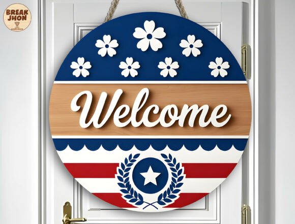Patriotic Welcome Sign Laser Cut SVG: Crafting a Festive Entryway