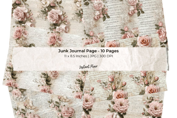 Rose Junk Journal Pages Set: Designing with Romance