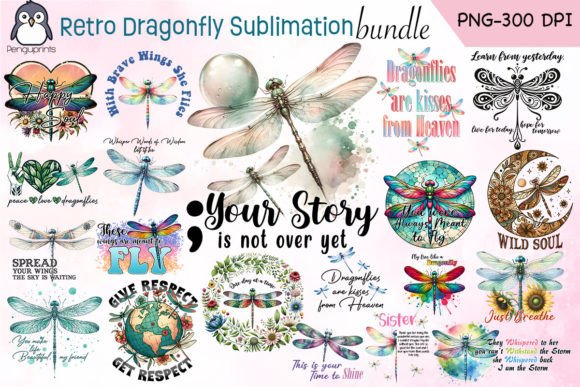 Unleash Creativity with the Retro Dragonfly Sublimation Bundle