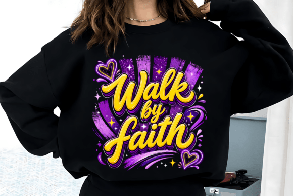 Walk by Faith PNG: Bold Christian Design for Shirts & Prints
